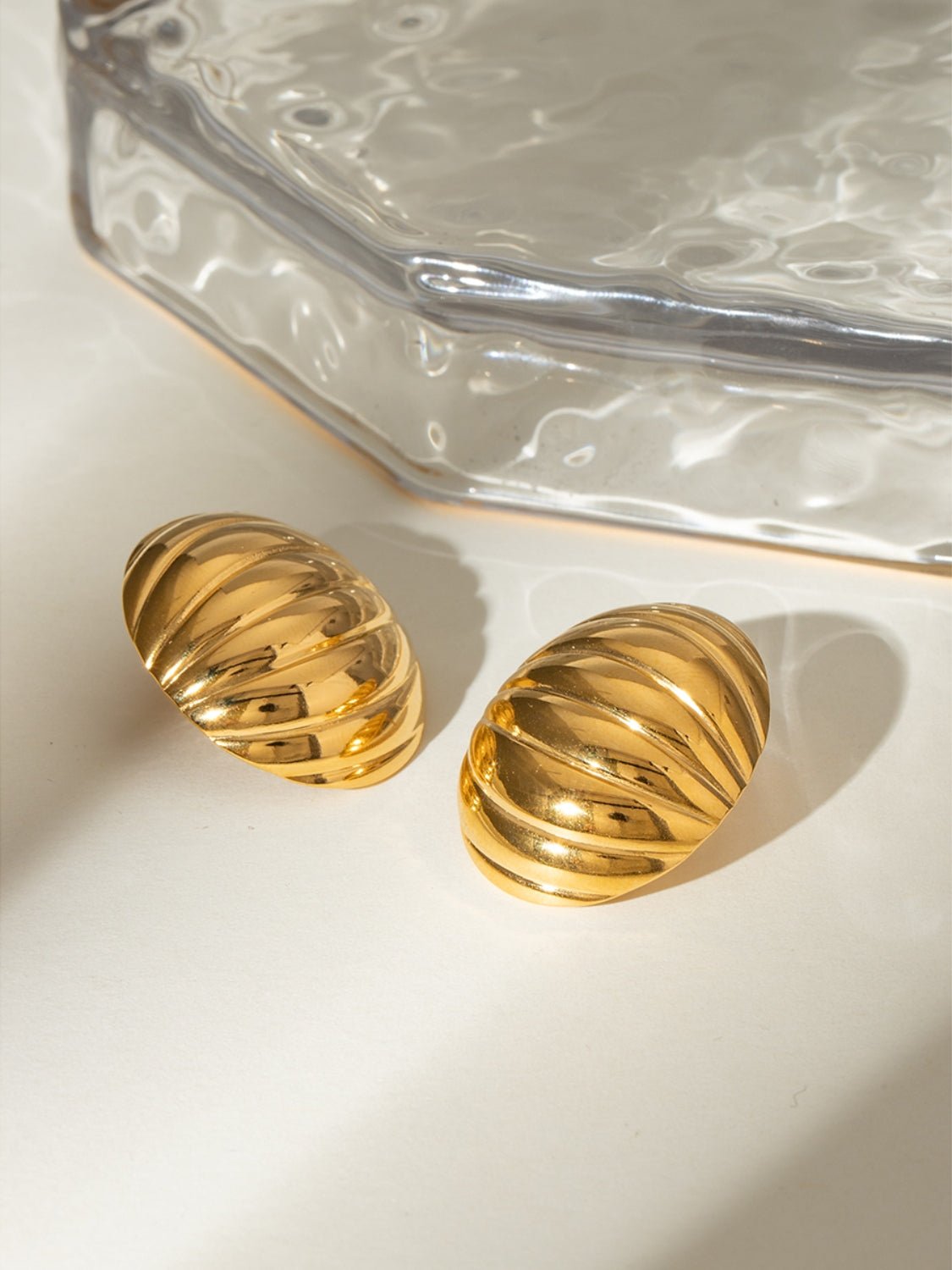 Beach Rose Co. - Gold Ribbed Sphere Stud Earrings