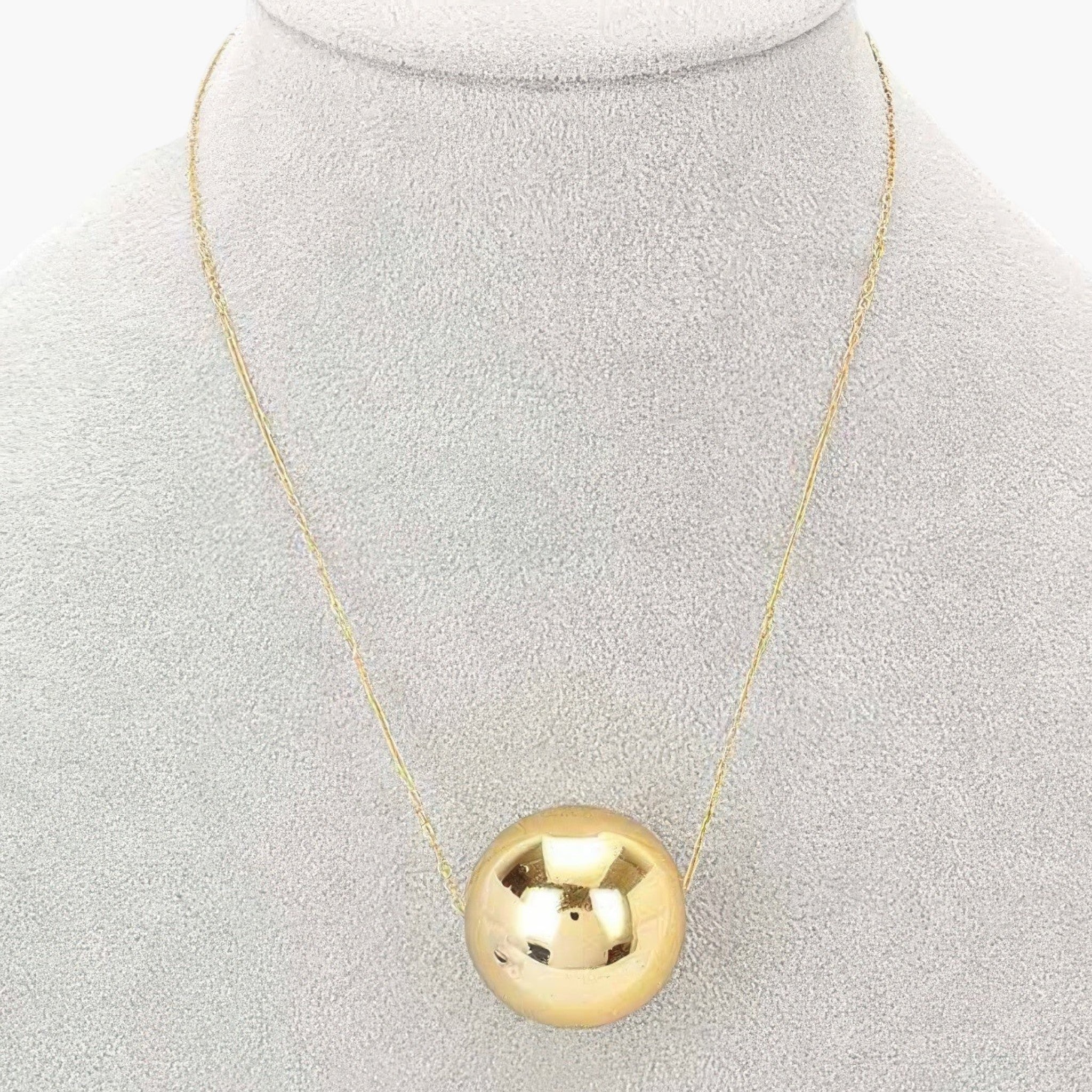 Beach Rose Co. gold round CCB ball pendant necklace on a delicate chain for a minimalist and elegant look.