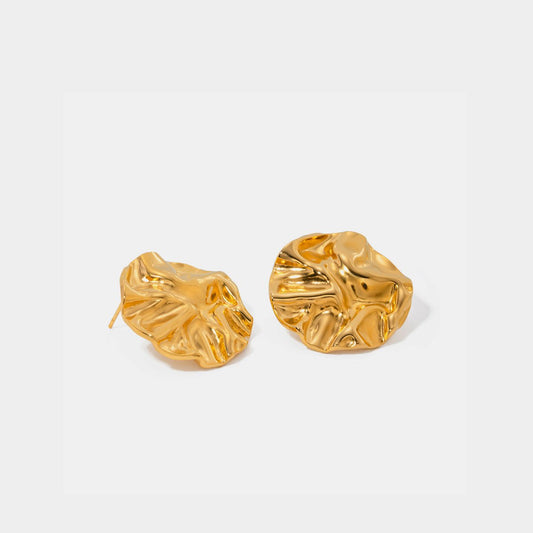 Beach Rose Co. - Gold Round Crinkle Stud Earrings