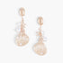 Beach Rose Co. gold-plated drop earrings featuring shell and starfish charms with cream pearls on a white background.