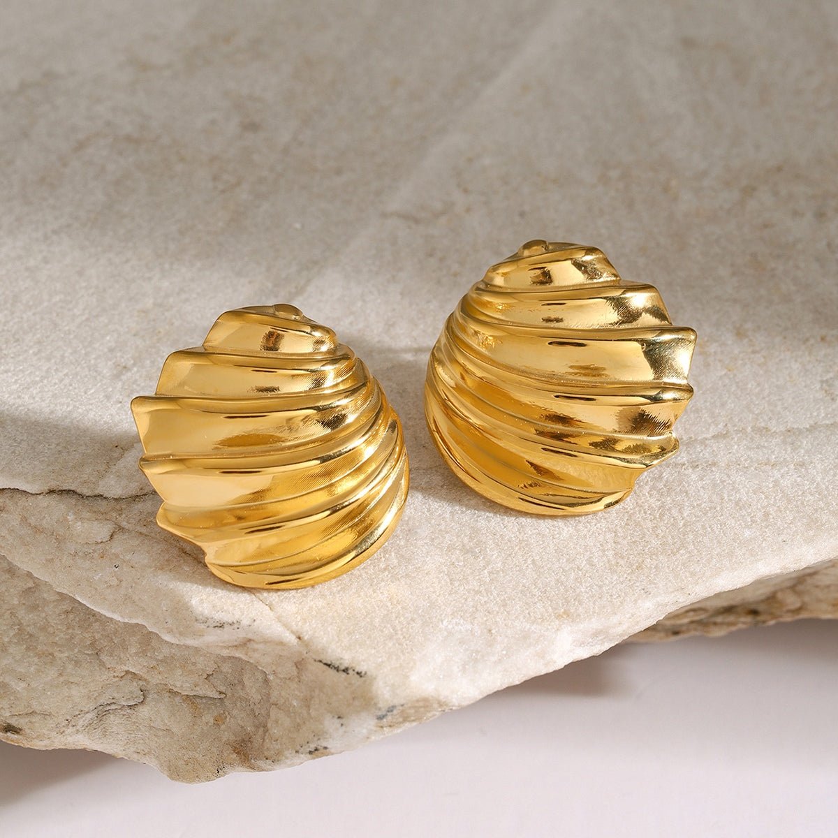 Beach Rose Co. - Gold Shell Shape Stud Earrings