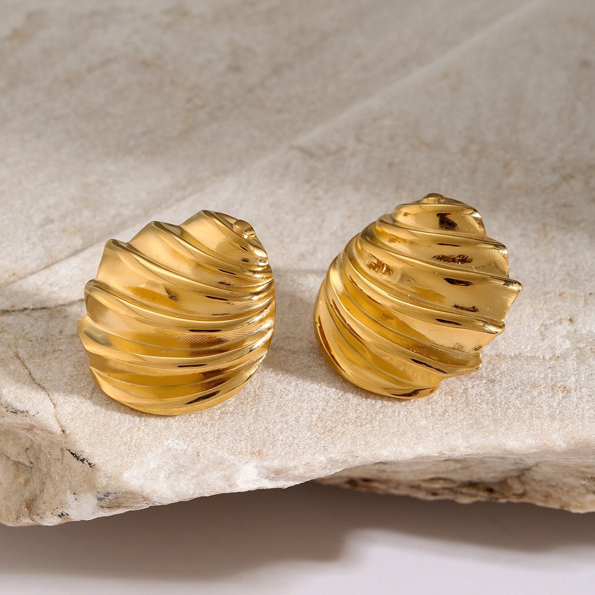 Beach Rose Co. - Gold Shell Shape Stud Earrings