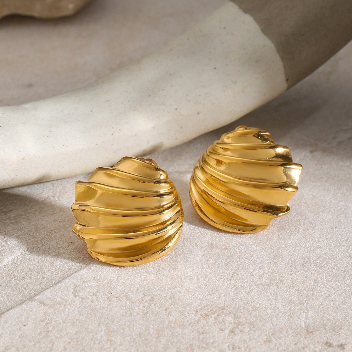 Beach Rose Co. - Gold Shell Shape Stud Earrings