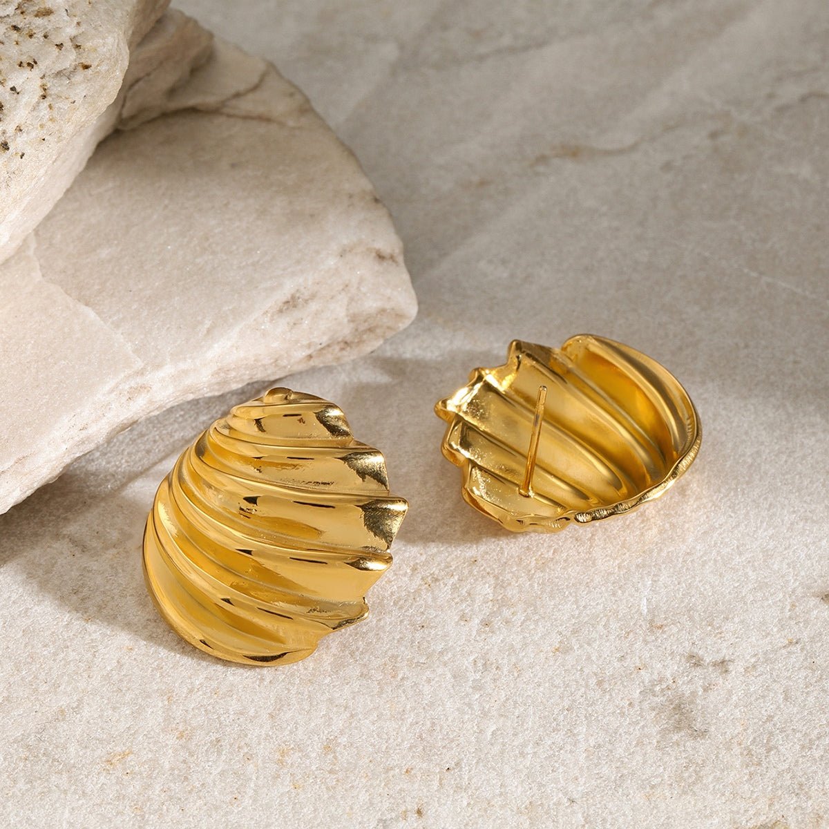 Beach Rose Co. - Gold Shell Shape Stud Earrings