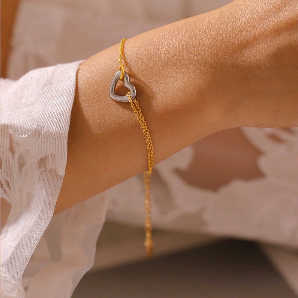 Beach Rose Co. - Gold & Silver Heart Bracelet