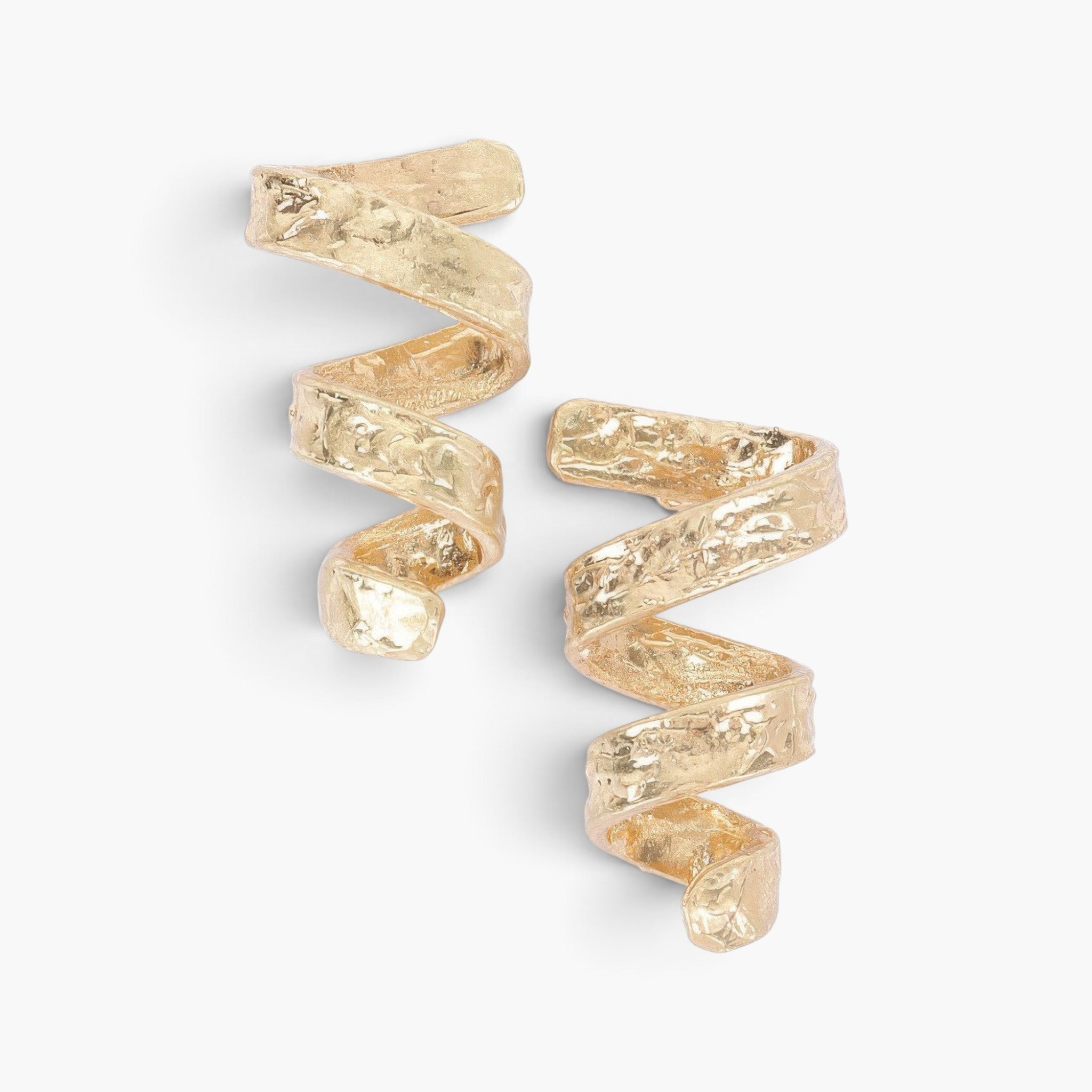 Beach Rose Co. gold-plated metal earrings with a textured spiral design for a modern and elegant look.