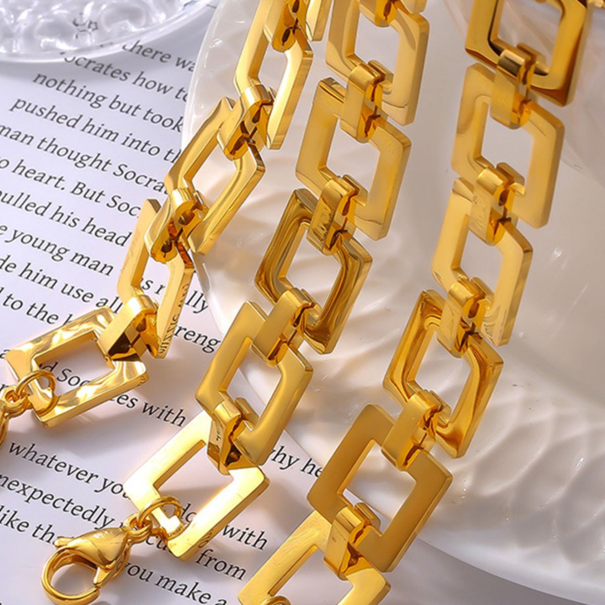 Beach Rose Co. - Gold Square Link Chain Bracelet