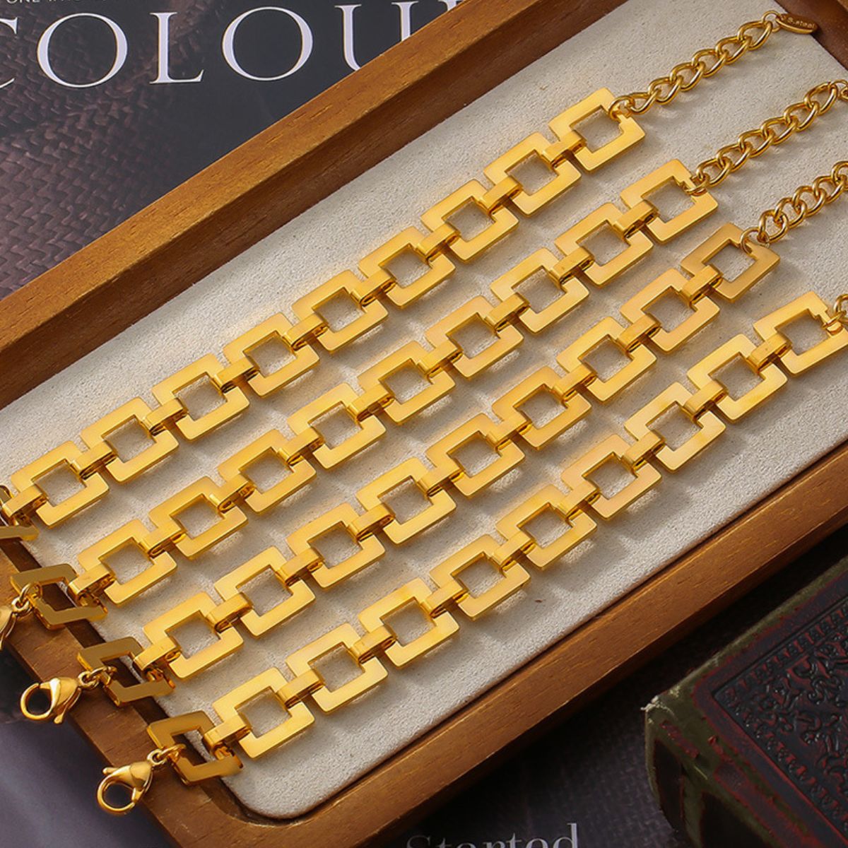 Beach Rose Co. - Gold Square Link Chain Bracelet