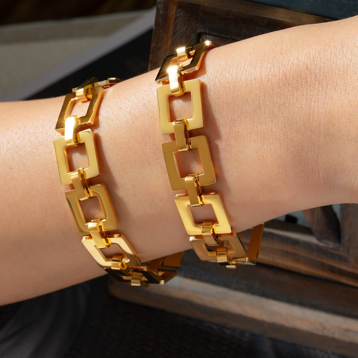 Beach Rose Co. - Gold Square Link Chain Bracelet