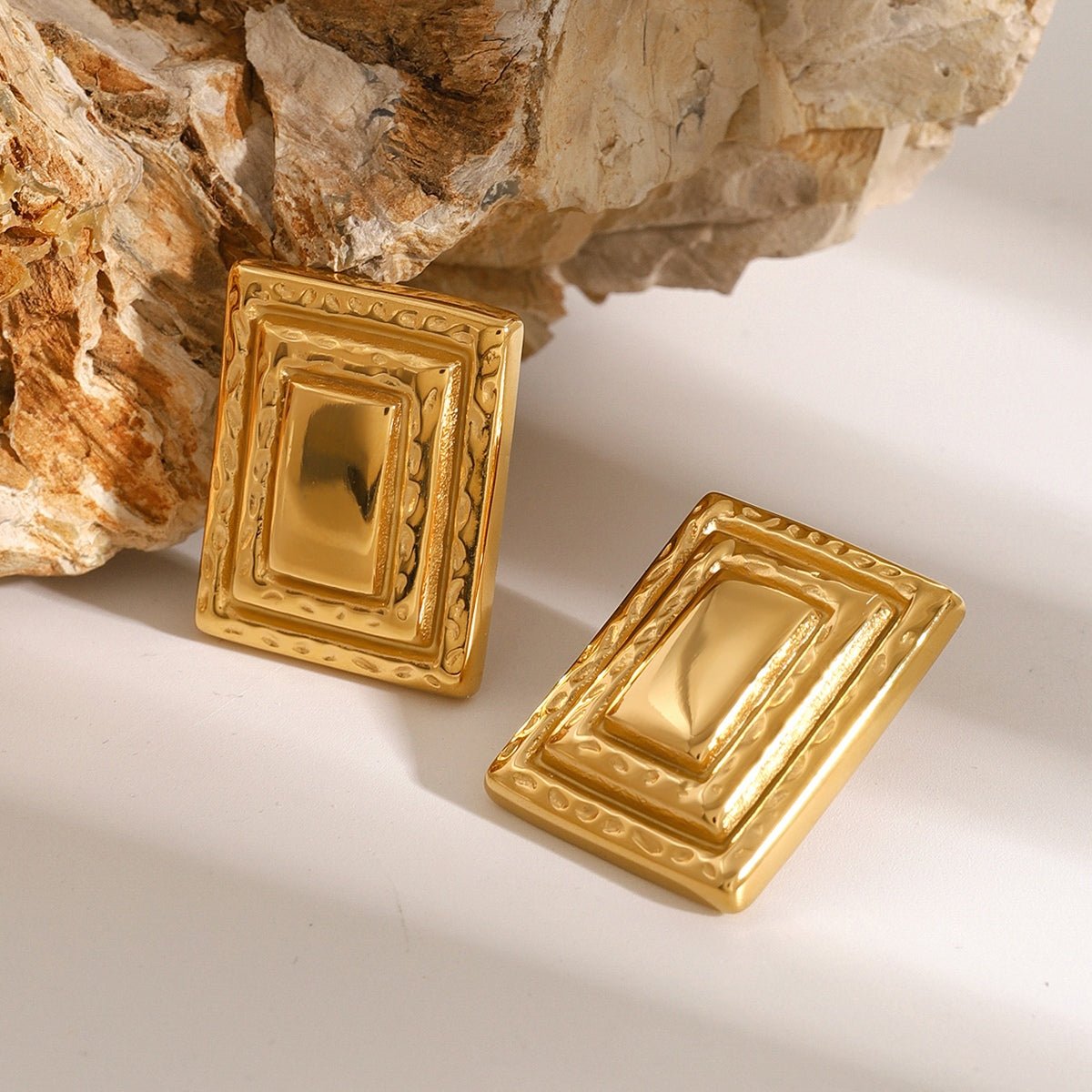 Beach Rose Co. - Gold Square Shape Earrings