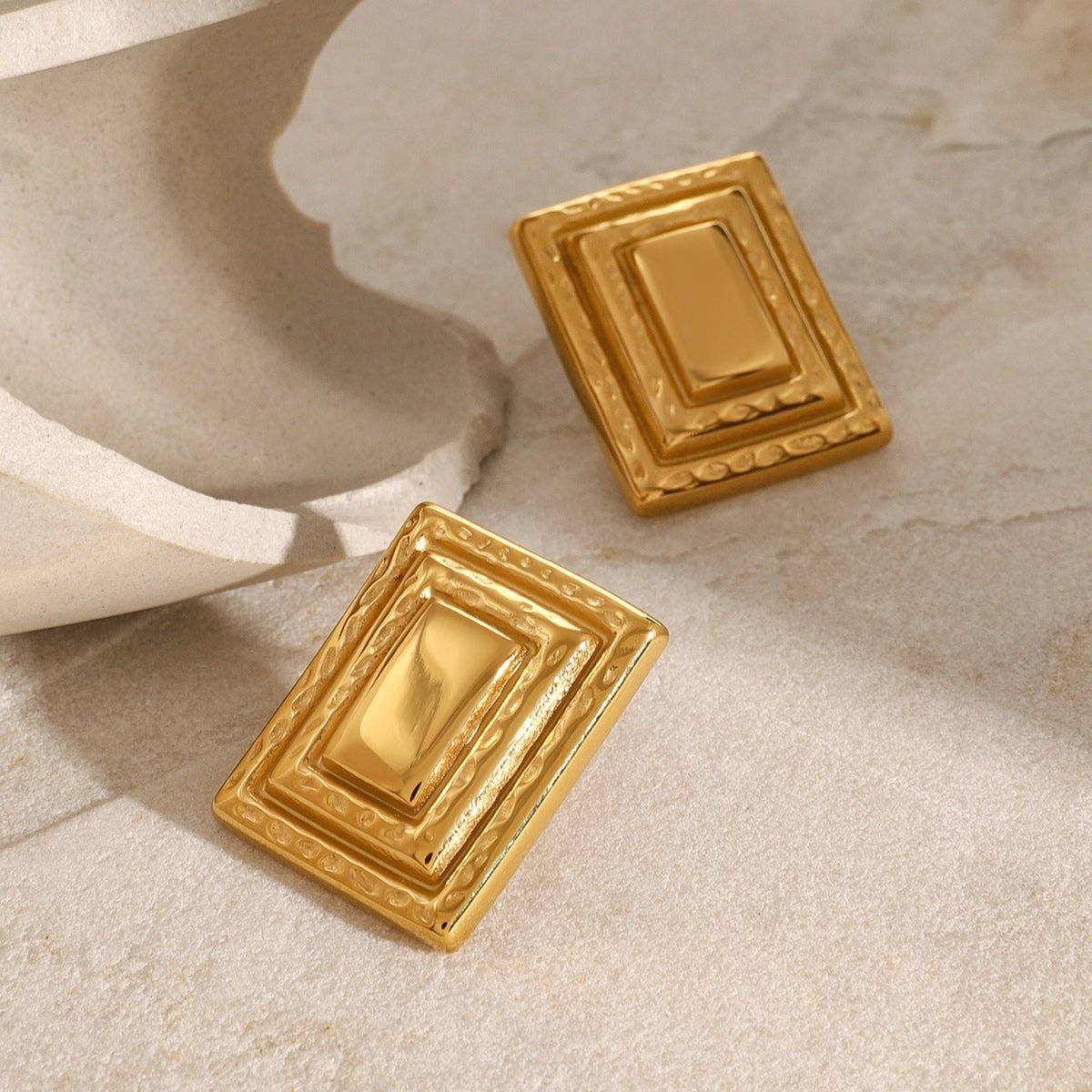 Beach Rose Co. - Gold Square Shape Earrings