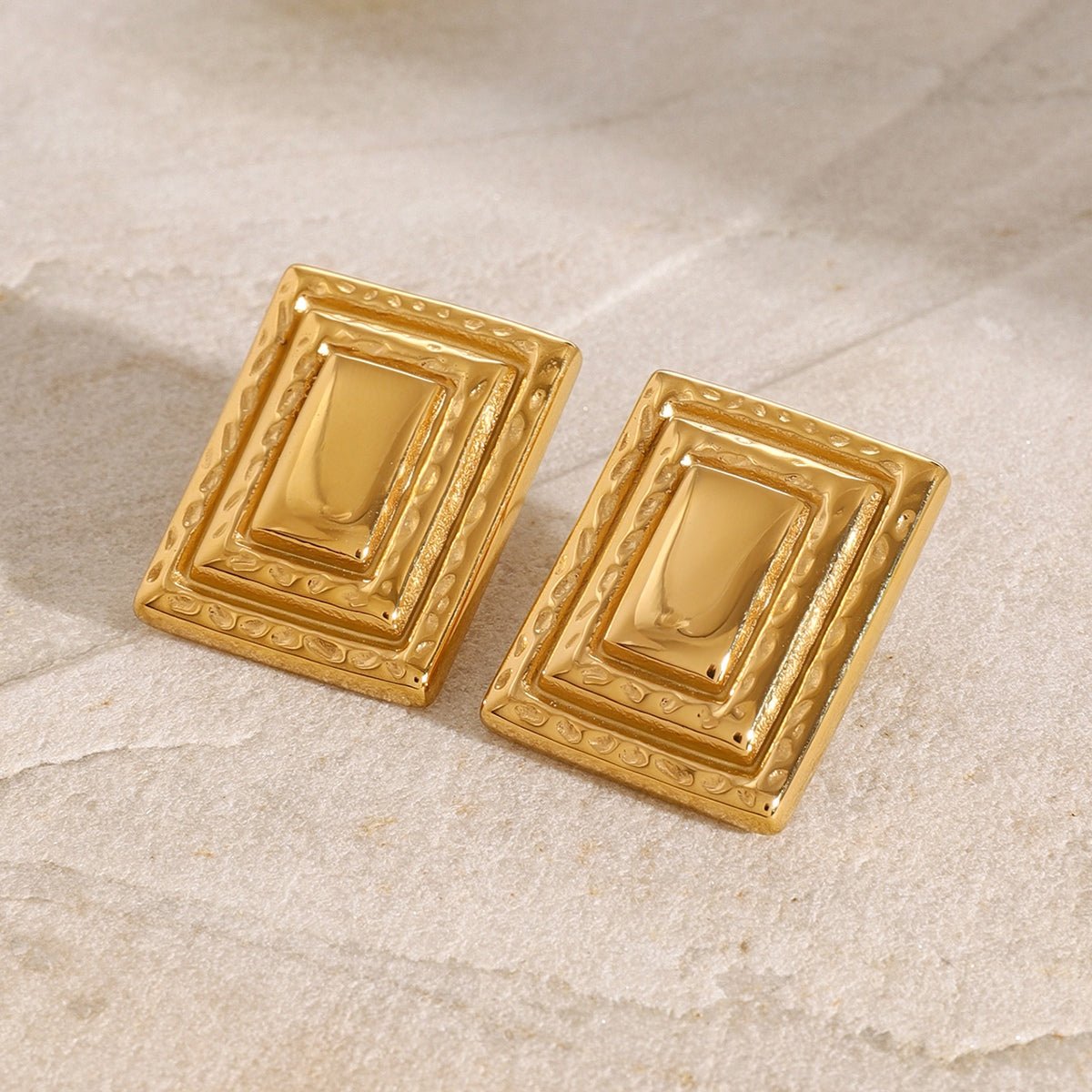 Beach Rose Co. - Gold Square Shape Earrings