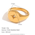 Beach Rose Co. 18K gold-plated stainless steel signet ring with an engraved starburst and clear zircon centerpiece.