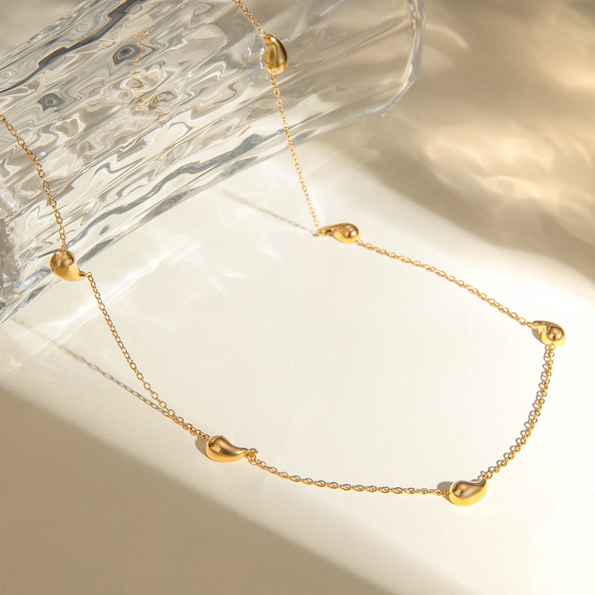 Beach Rose Co. - Gold Teardrop Station Necklace