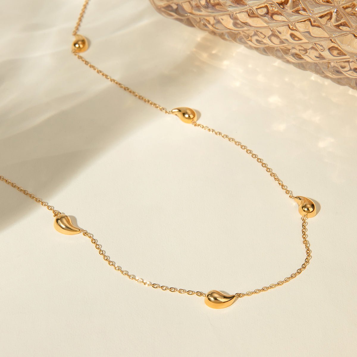 Beach Rose Co. - Gold Teardrop Station Necklace