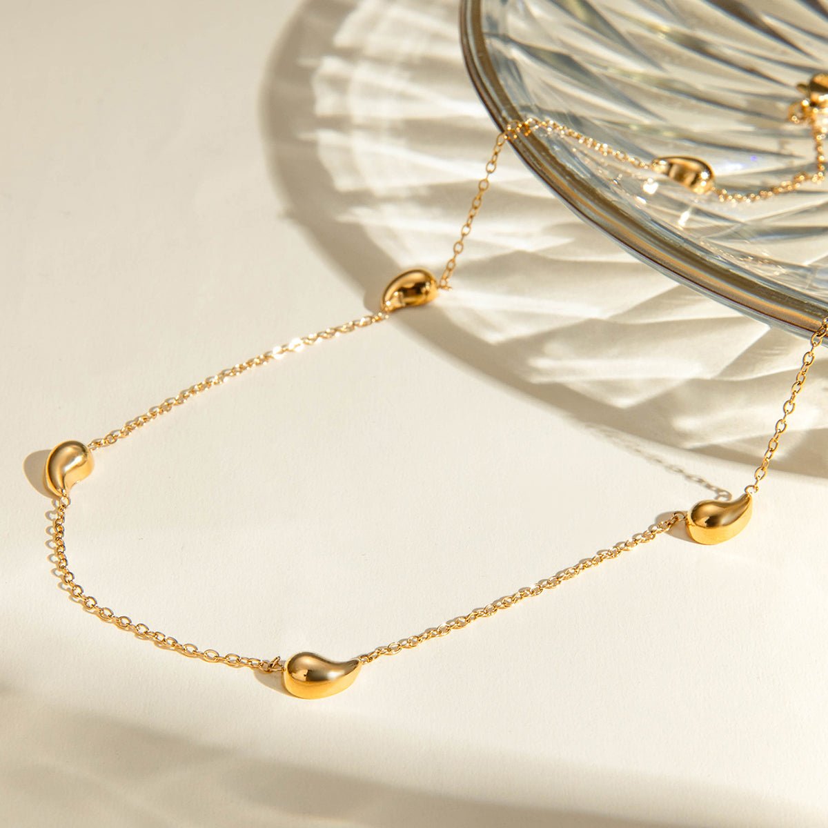 Beach Rose Co. - Gold Teardrop Station Necklace