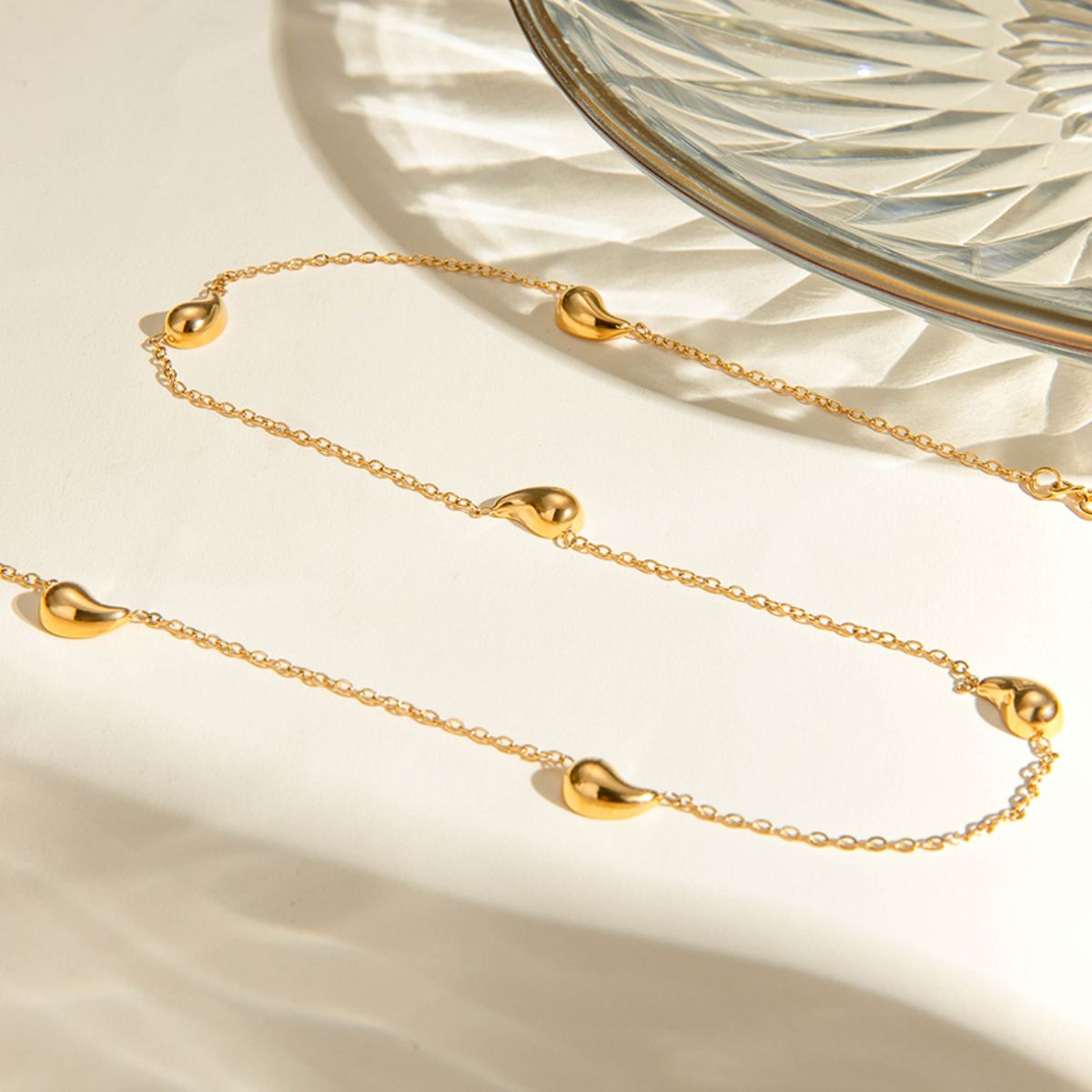 Beach Rose Co. - Gold Teardrop Station Necklace