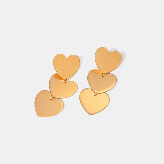 Beach Rose Co. - Gold Triple Heart Dangle Earrings