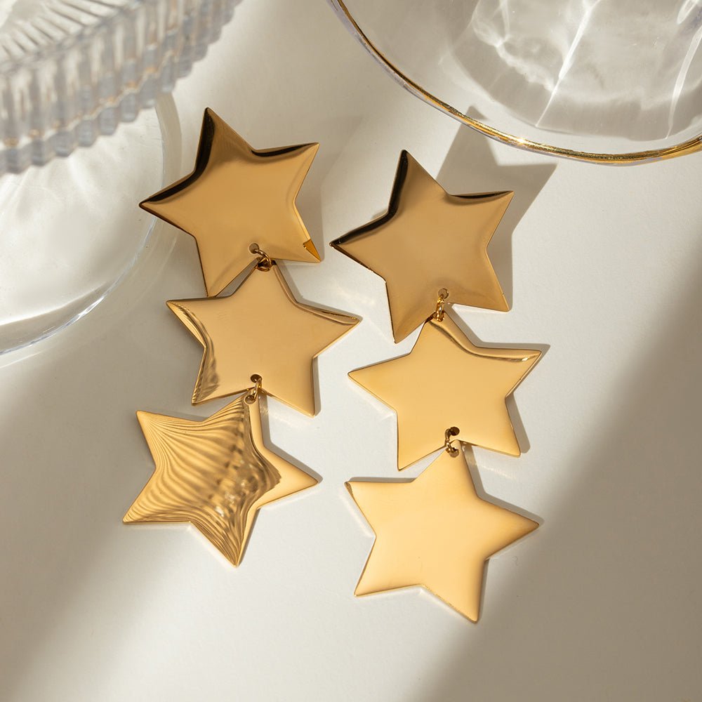 Beach Rose Co. - Gold Triple Star Earrings