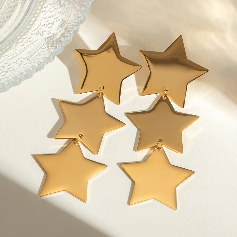 Beach Rose Co. - Gold Triple Star Earrings