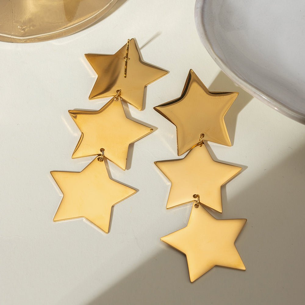 Beach Rose Co. - Gold Triple Star Earrings