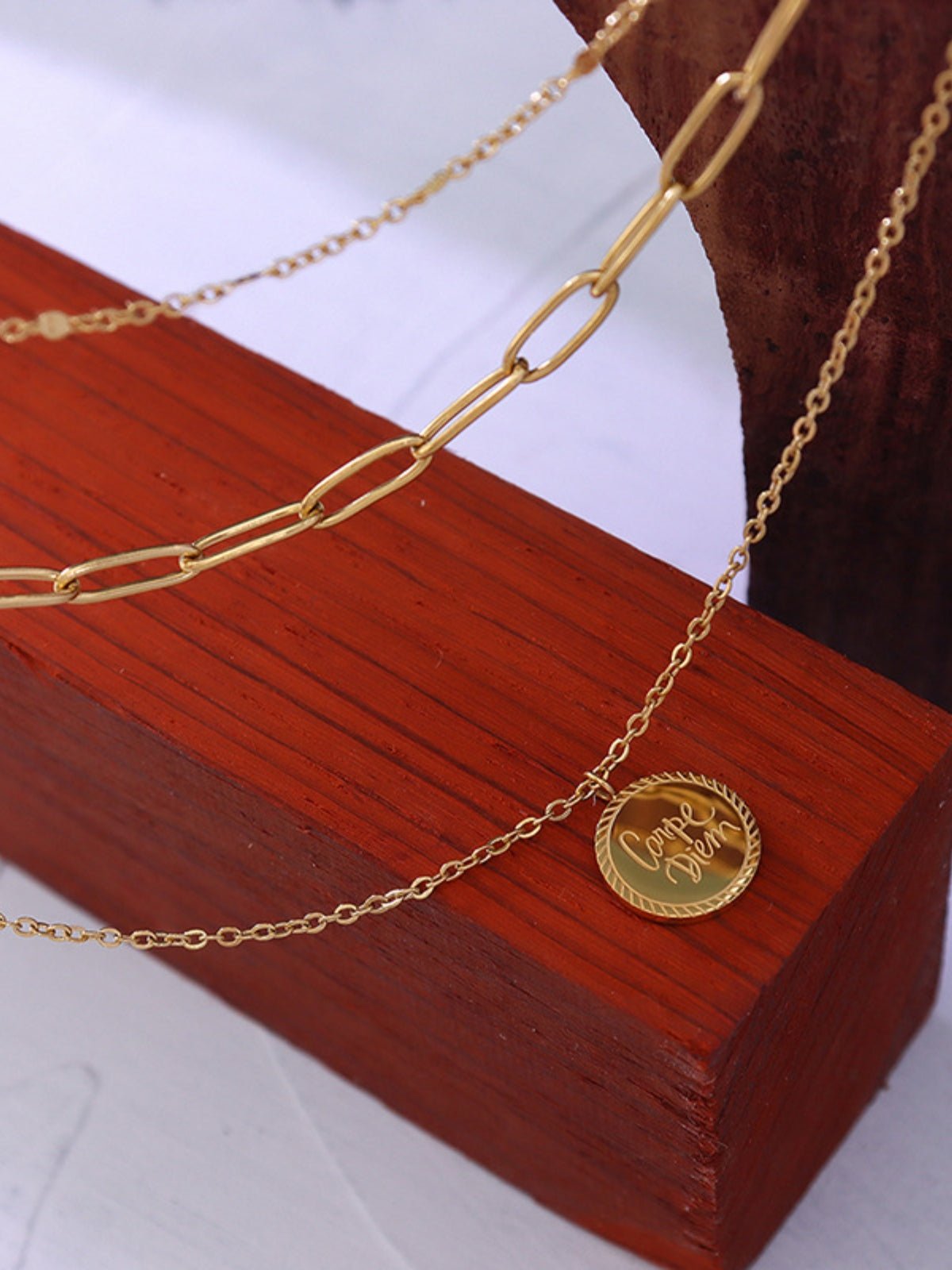 Beach Rose Co. - Gold Triple Strand Carpe Diem Pendant Necklace