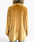 Beach Rose Co. gold velour open-front cardigan with long sleeves and a relaxed fit, shown from the back.