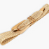 Beach Rose Co. gold woven polyester belt with an oversized alloy prong buckle and double keeper loops.