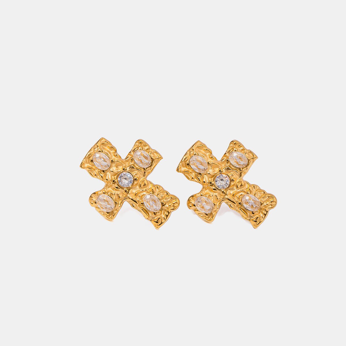 Beach Rose Co. - Gold Zircon Cross Earrings