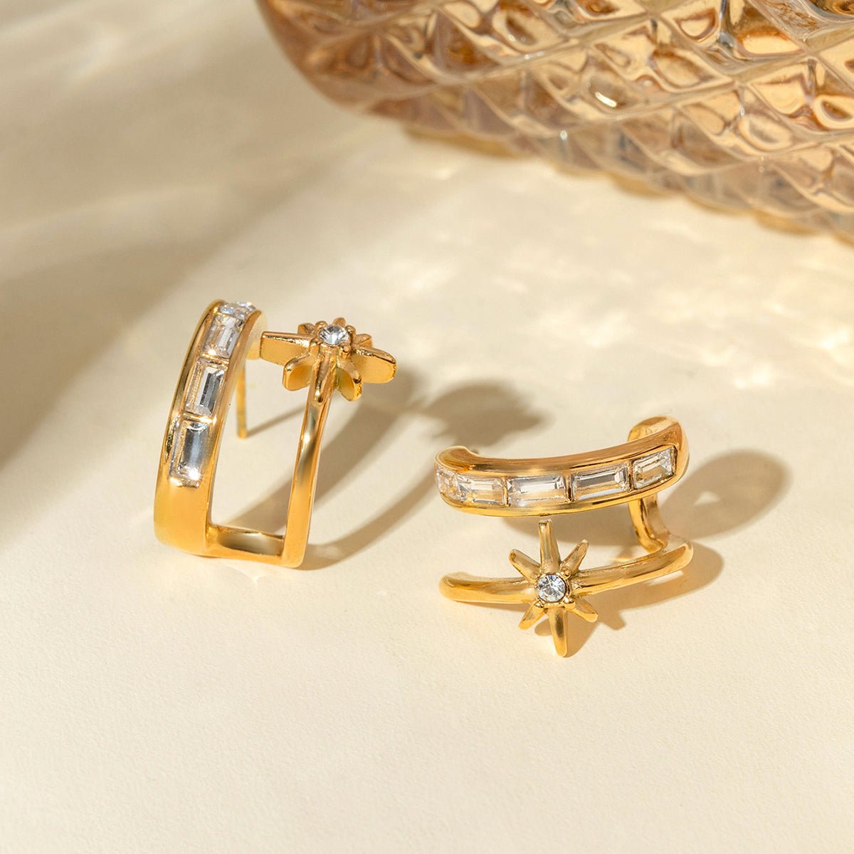 Beach Rose Co. - Gold Zircon Double C - Hoop Earrings