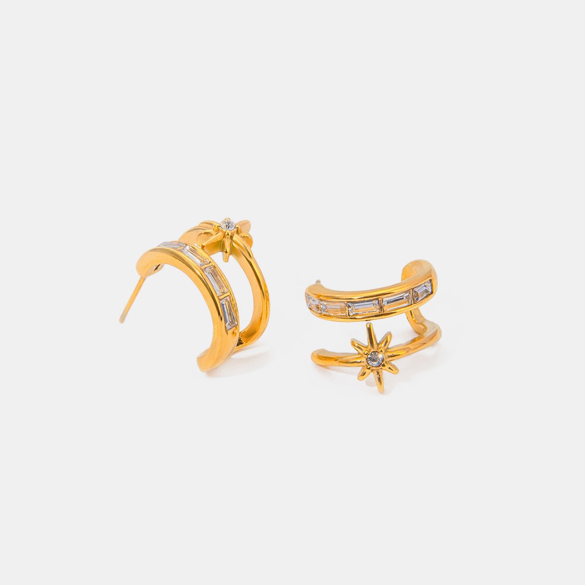 Beach Rose Co. - Gold Zircon Double C - Hoop Earrings