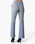 Beach Rose Co. gray plaid high-rise pull-on flare pants with back pockets, shown from the back view.