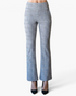 Beach Rose Co. gray plaid high-rise pull-on flare pants in soft stretch fabric with a fitted silhouette.