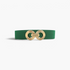Beach Rose Co. wide green elastic waist belt featuring a gold-tone double-circle alloy buckle with ridged detailing.