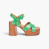 Beach Rose Co. green leather platform sandals with cross-straps, gold stud accents, and adjustable buckle closure.