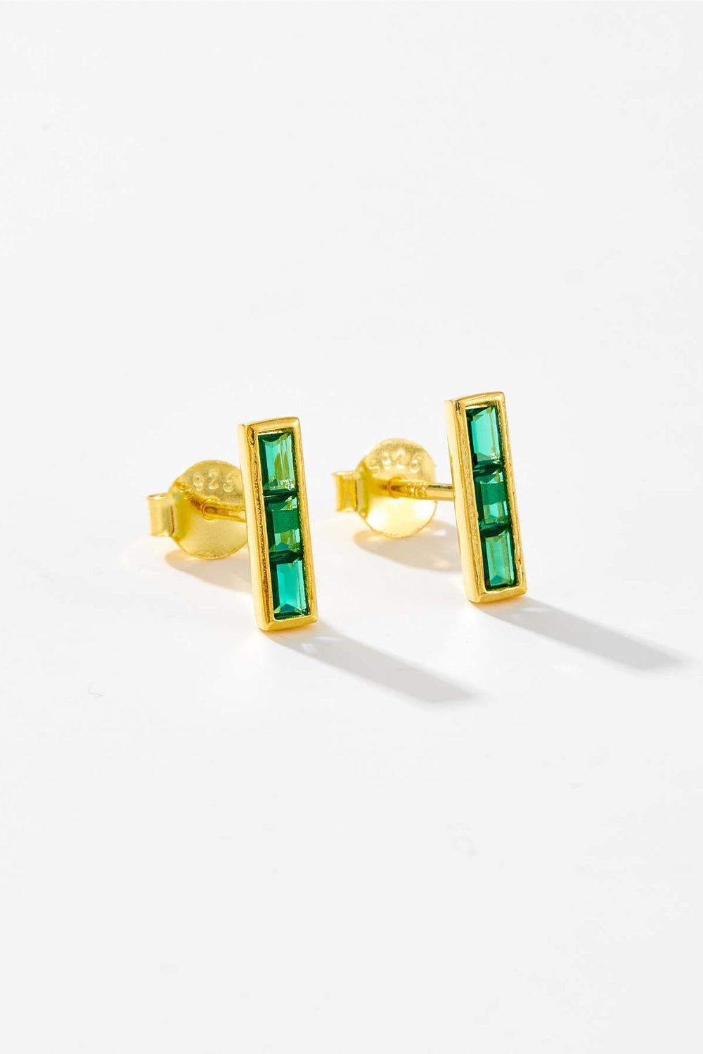 Beach Rose Co. - Green Zircon Bar Stud Earrings