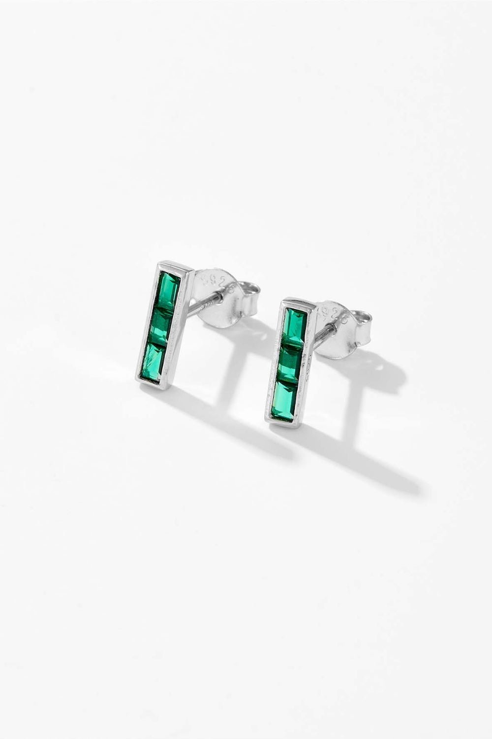 Beach Rose Co. - Green Zircon Bar Stud Earrings