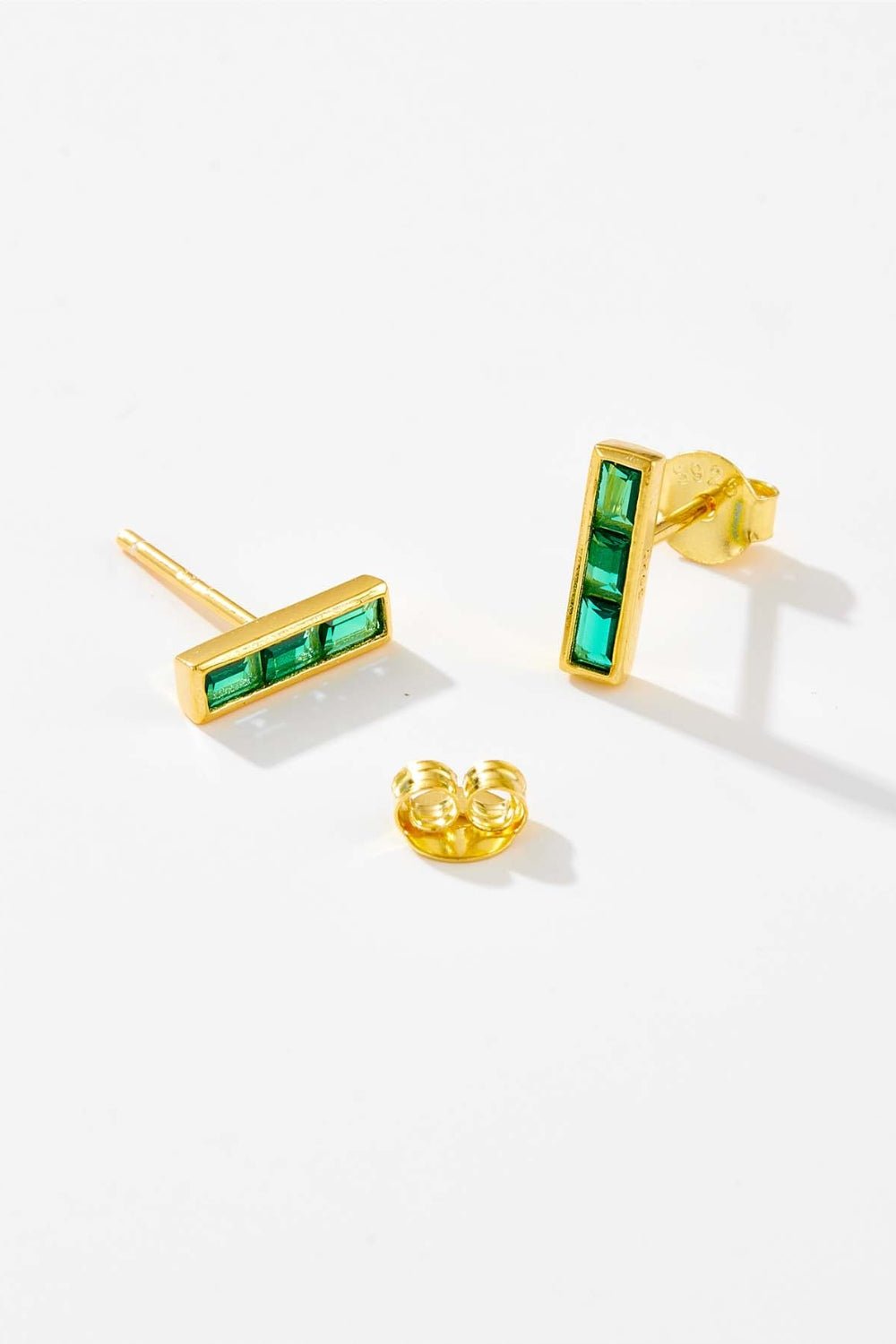 Beach Rose Co. - Green Zircon Bar Stud Earrings