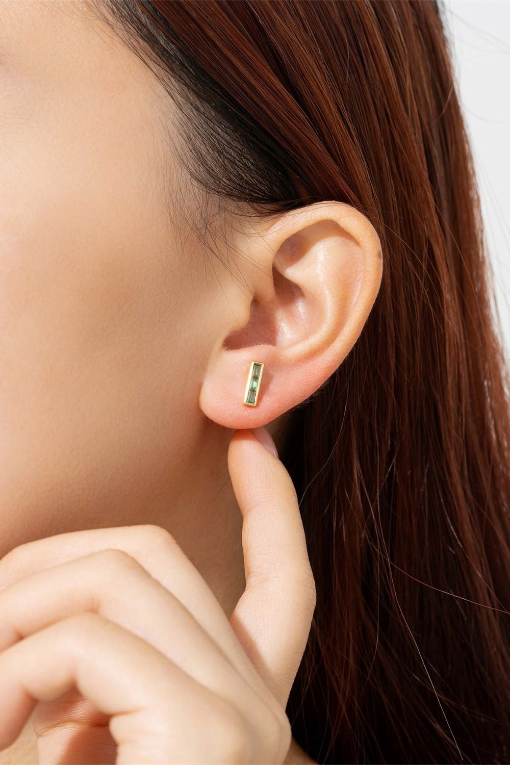 Beach Rose Co. - Green Zircon Bar Stud Earrings