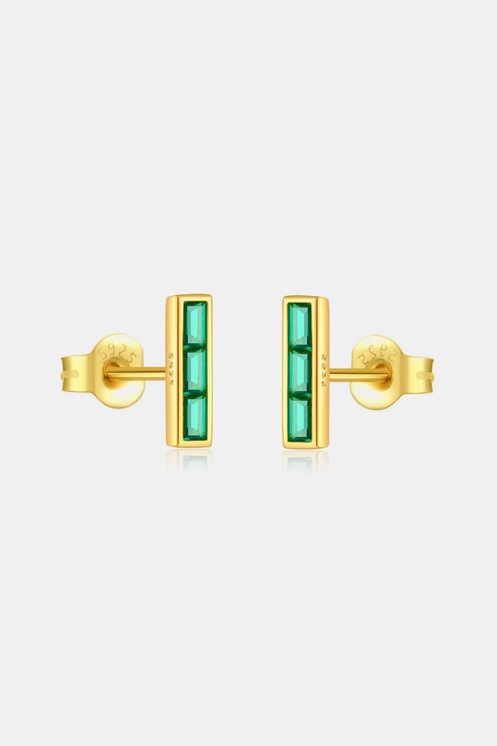 Beach Rose Co. - Green Zircon Bar Stud Earrings