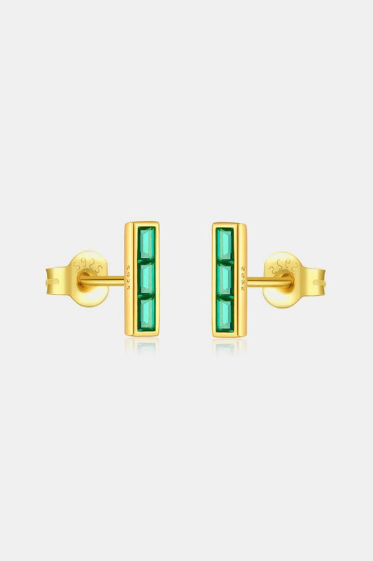 Beach Rose Co. - Green Zircon Bar Stud Earrings