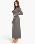 Beach Rose Co. heather grey mock neck crop top with bell sleeves and matching maxi skirt worn by a model