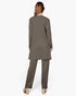 Beach Rose Co. grey ribbed 3-piece loungewear set featuring a long cardigan, cami top, and straight-leg pants.