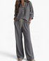 Beach Rose Co. grey waffle knit two-piece lounge set with button-up top and drawstring pants