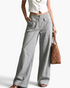 Beach Rose Co. grey wide-leg cotton blend pants featuring oversized front flap pockets and a flat front waistband.