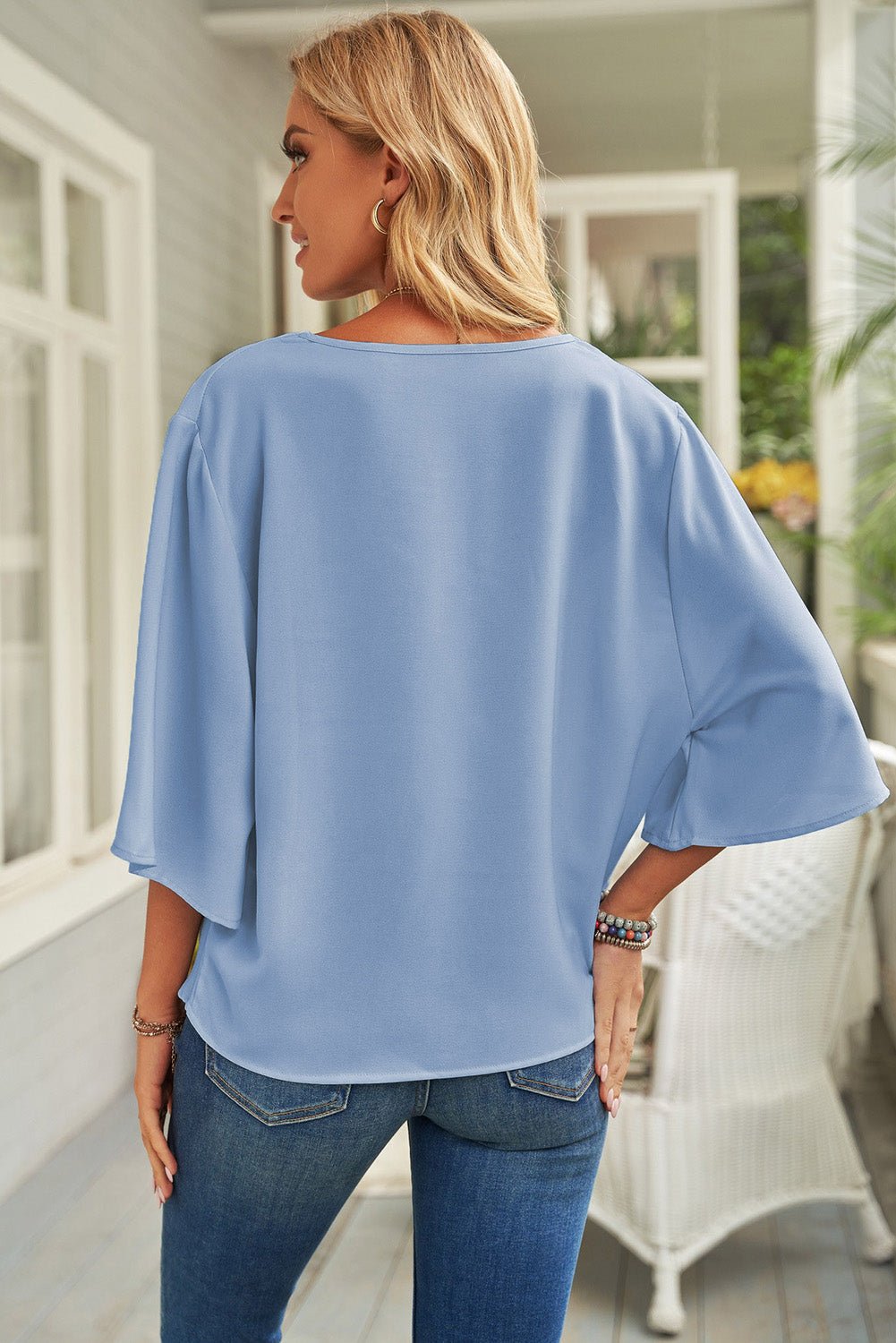 Beach Rose Co. - Half Sleeve Draped Blouse