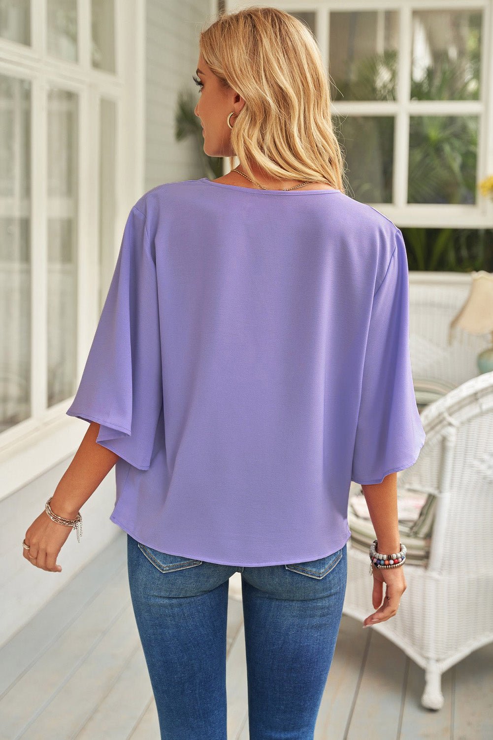 Beach Rose Co. - Half Sleeve Draped Blouse