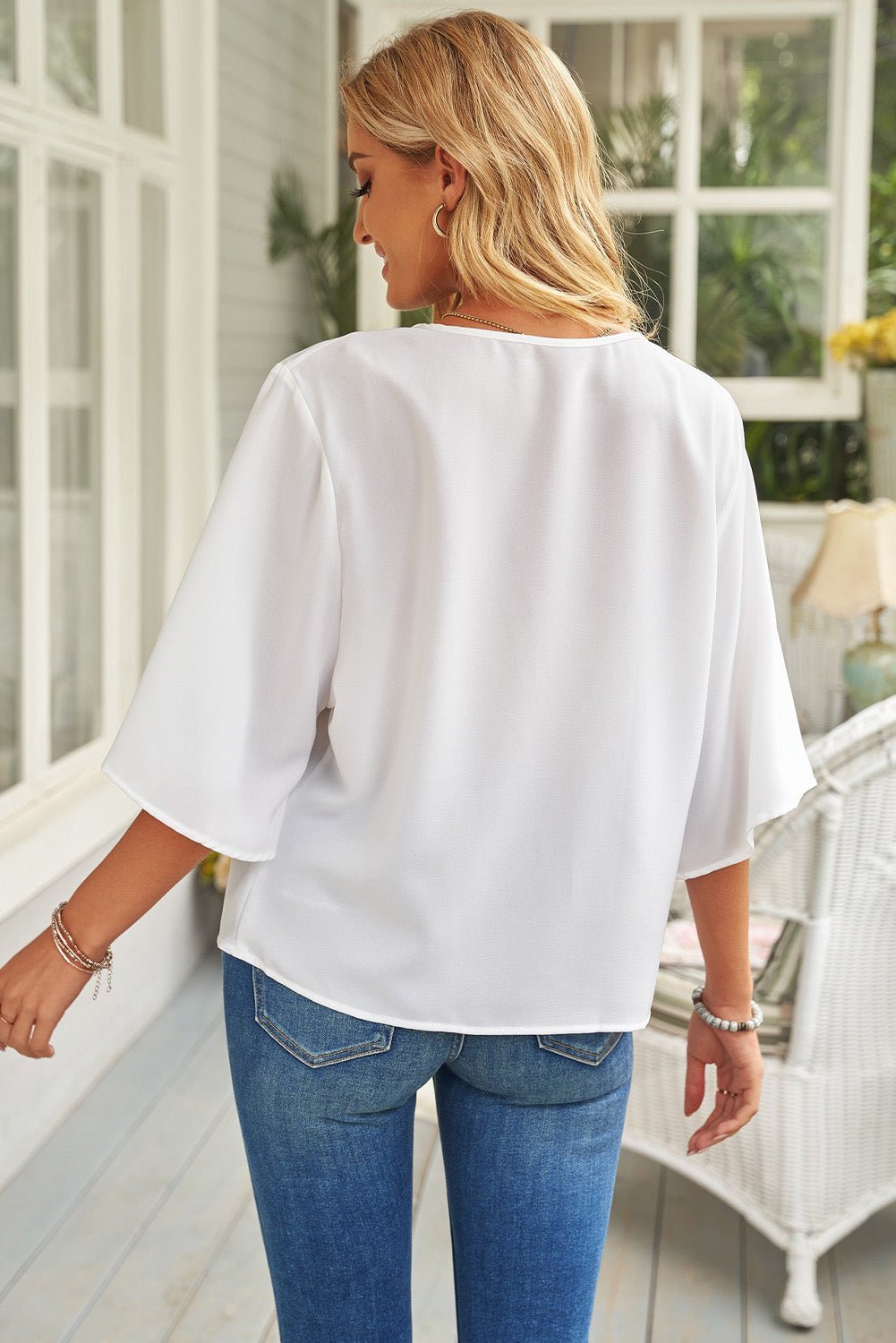 Beach Rose Co. - Half Sleeve Draped Blouse