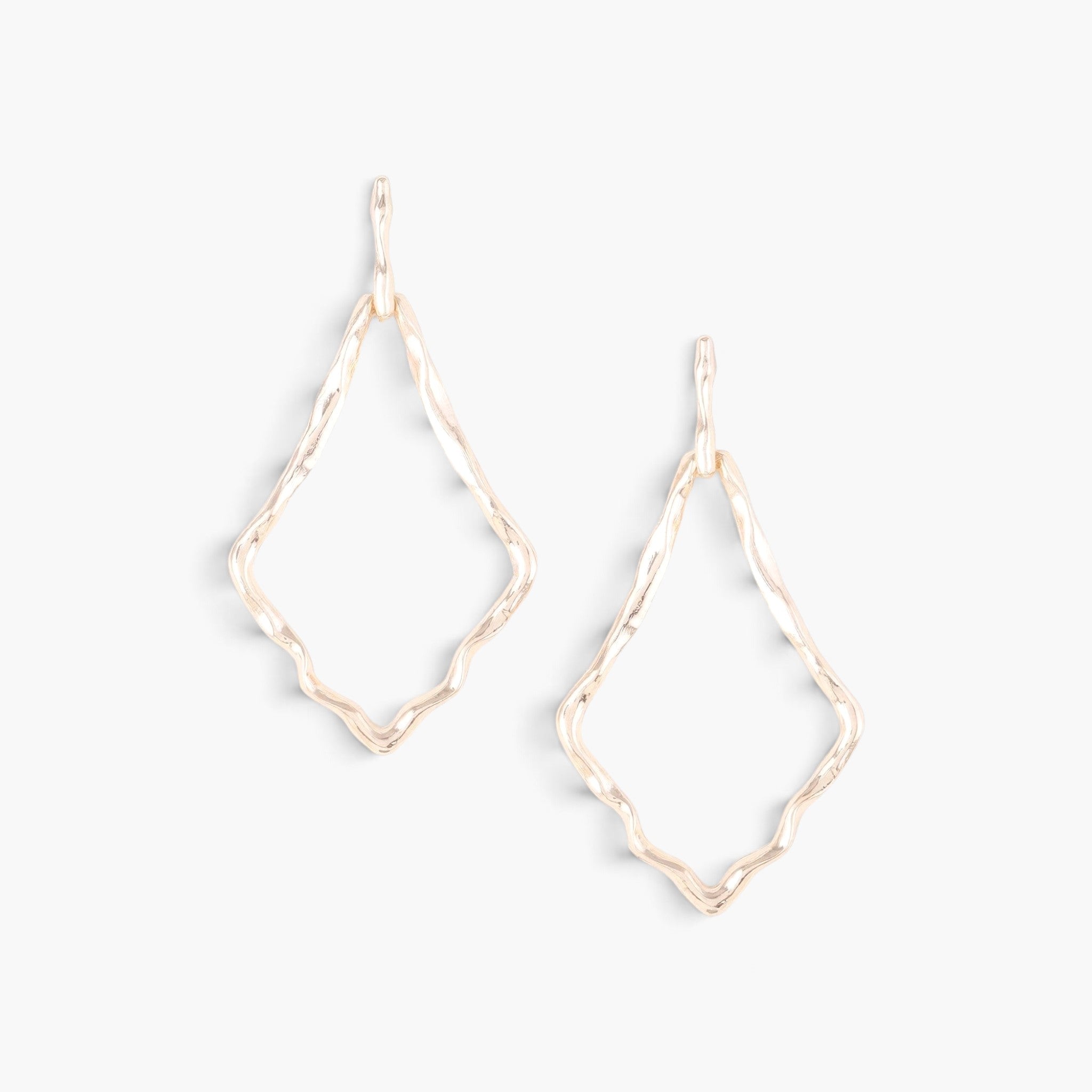 Beach Rose Co. Shiny Hammered Kite Earrings in gold-tone metal with a textured, reflective finish.
