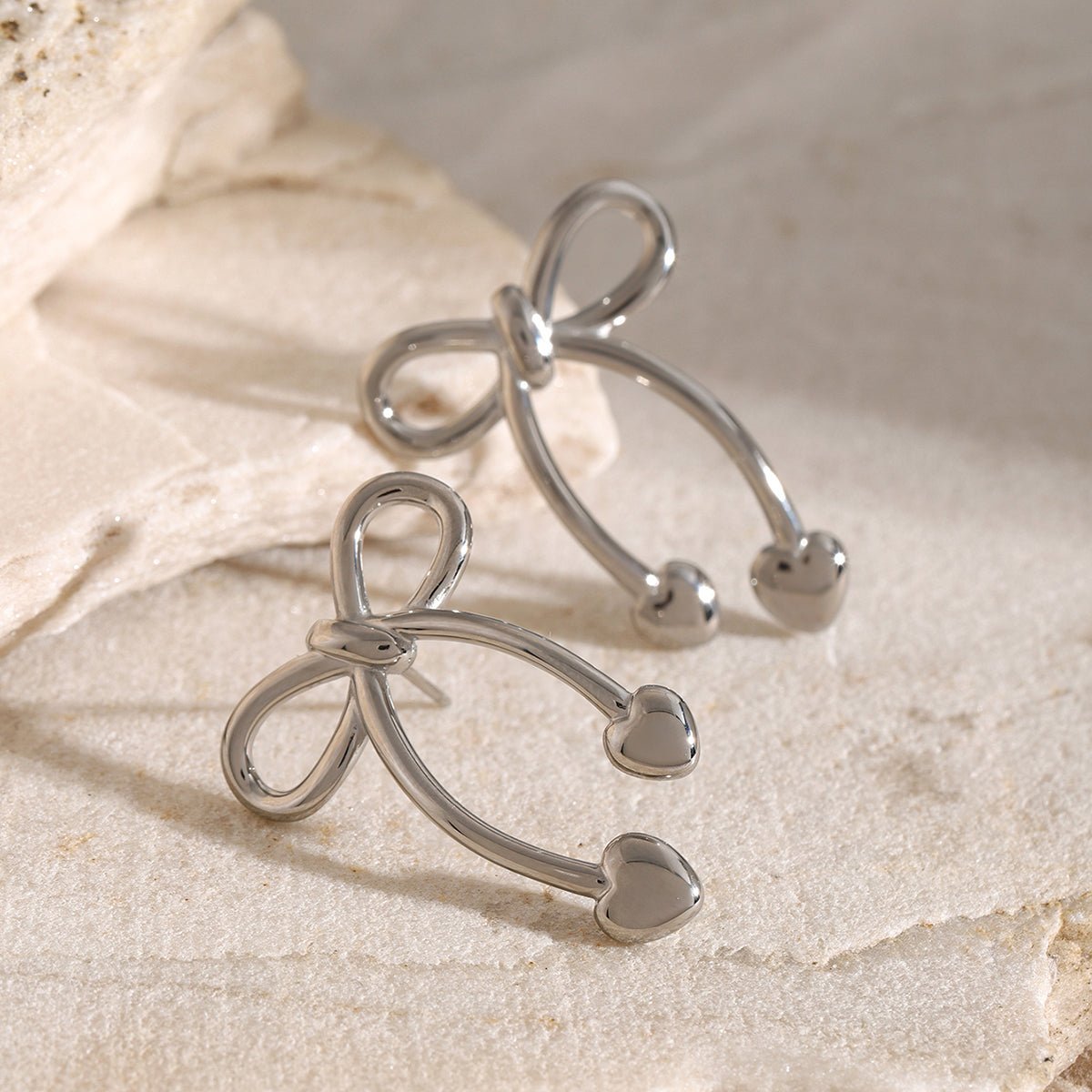 Beach Rose Co. - Heart End Bow Earrings